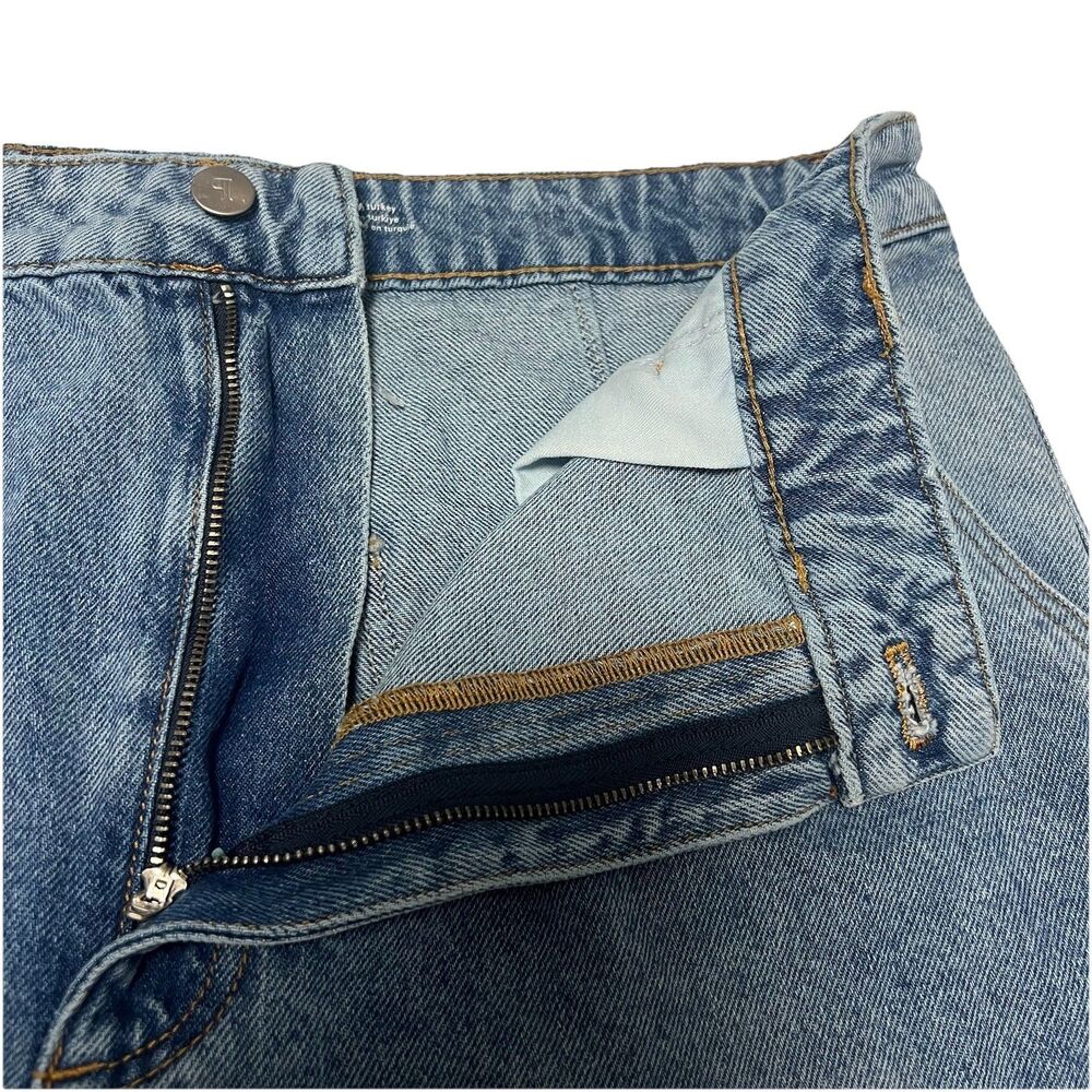 Anthropologie Pilcro High Rise Pleated Wide Leg Cuff Trouser Jeans Blue Size 31 - Picture 8 of 12